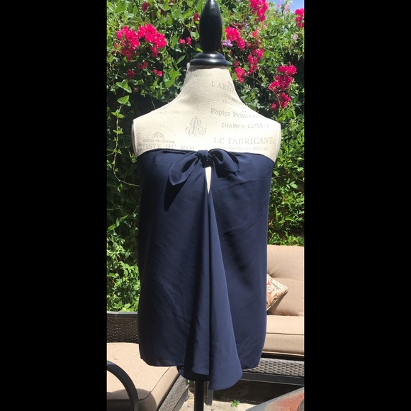 Ralph Lauren Blue Label Tops - Ralph Lauren 100% Silk Sophisticated Scarf-Like Navy Top Size M